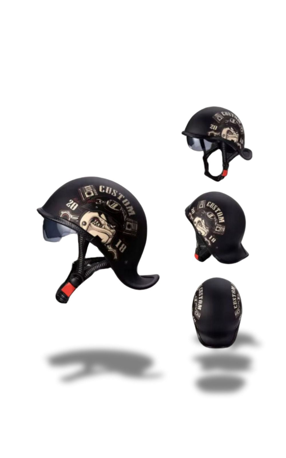Casque HEROBIKER avec lunettes <br> #CUSTOM #VINTAGE