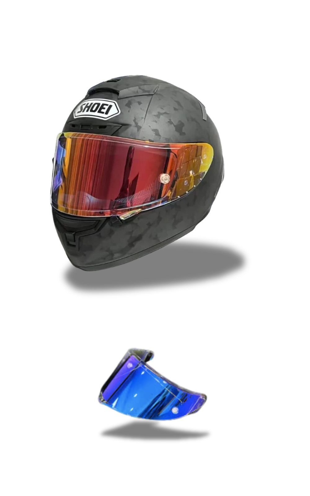 Casque de moto intégral SHOEI X-14 X-Spirit III et une visière