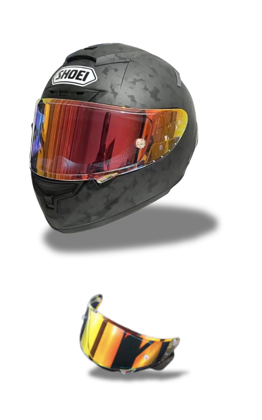 Casque de moto intégral SHOEI X-14 X-Spirit III et une visière