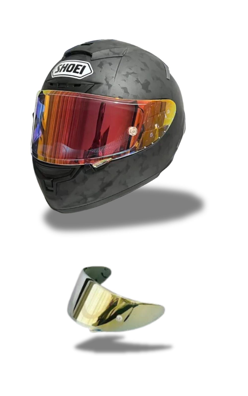 Casque de moto intégral SHOEI X-14 X-Spirit III et une visière