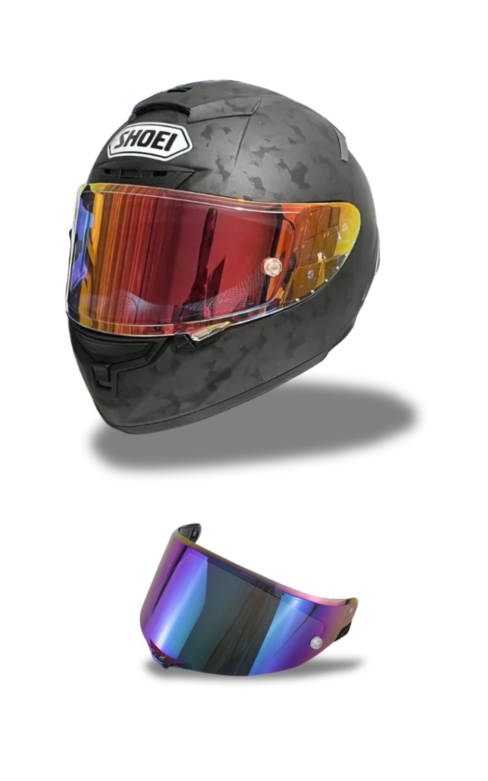 Casque de moto intégral SHOEI X-14 X-Spirit III et une visière