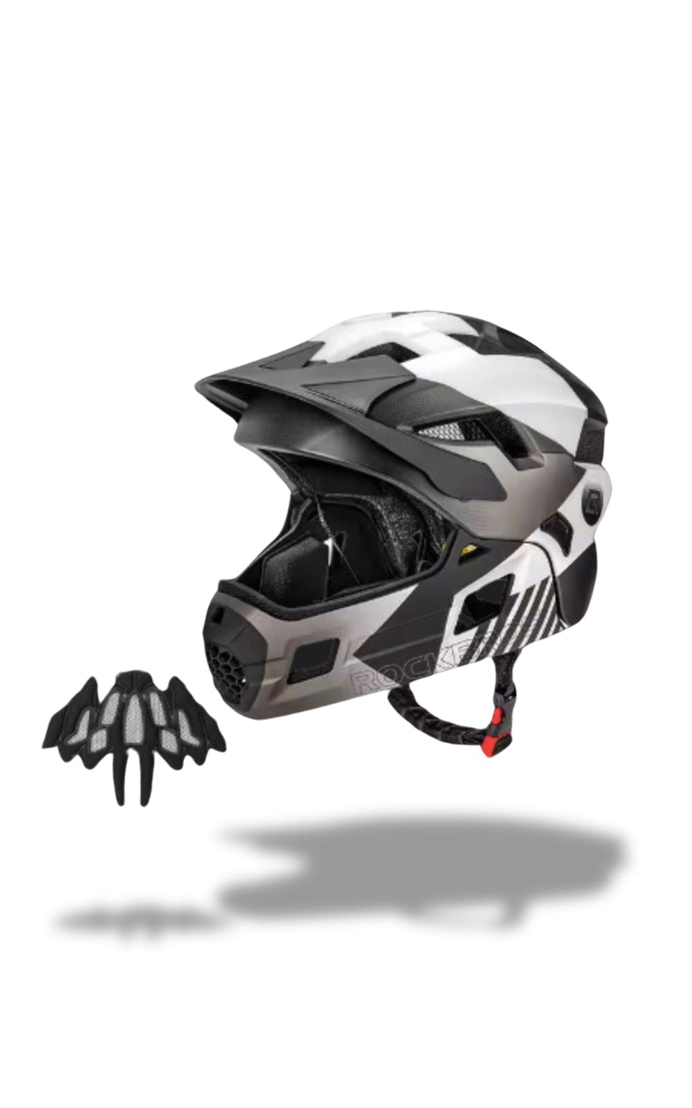 casque de vélo intégral pour enfant gris, noir et blanc de la marque ROCKBROS