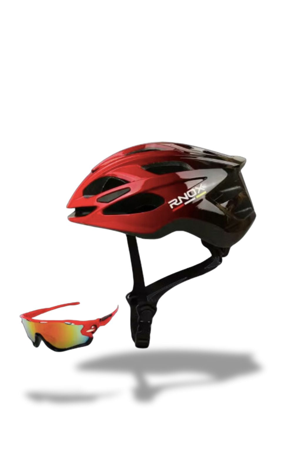 Casco de bicicleta RNOX en EPS con gafas. 