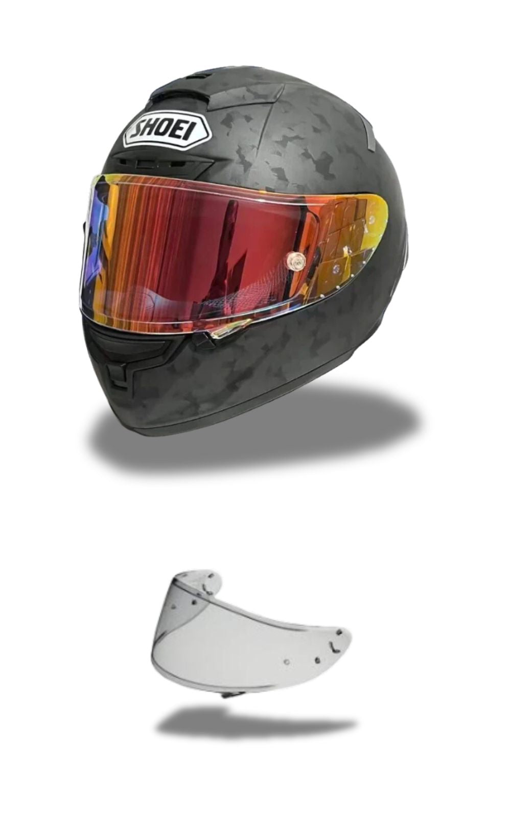 Casque de moto intégral SHOEI X-14 X-Spirit III et une visière