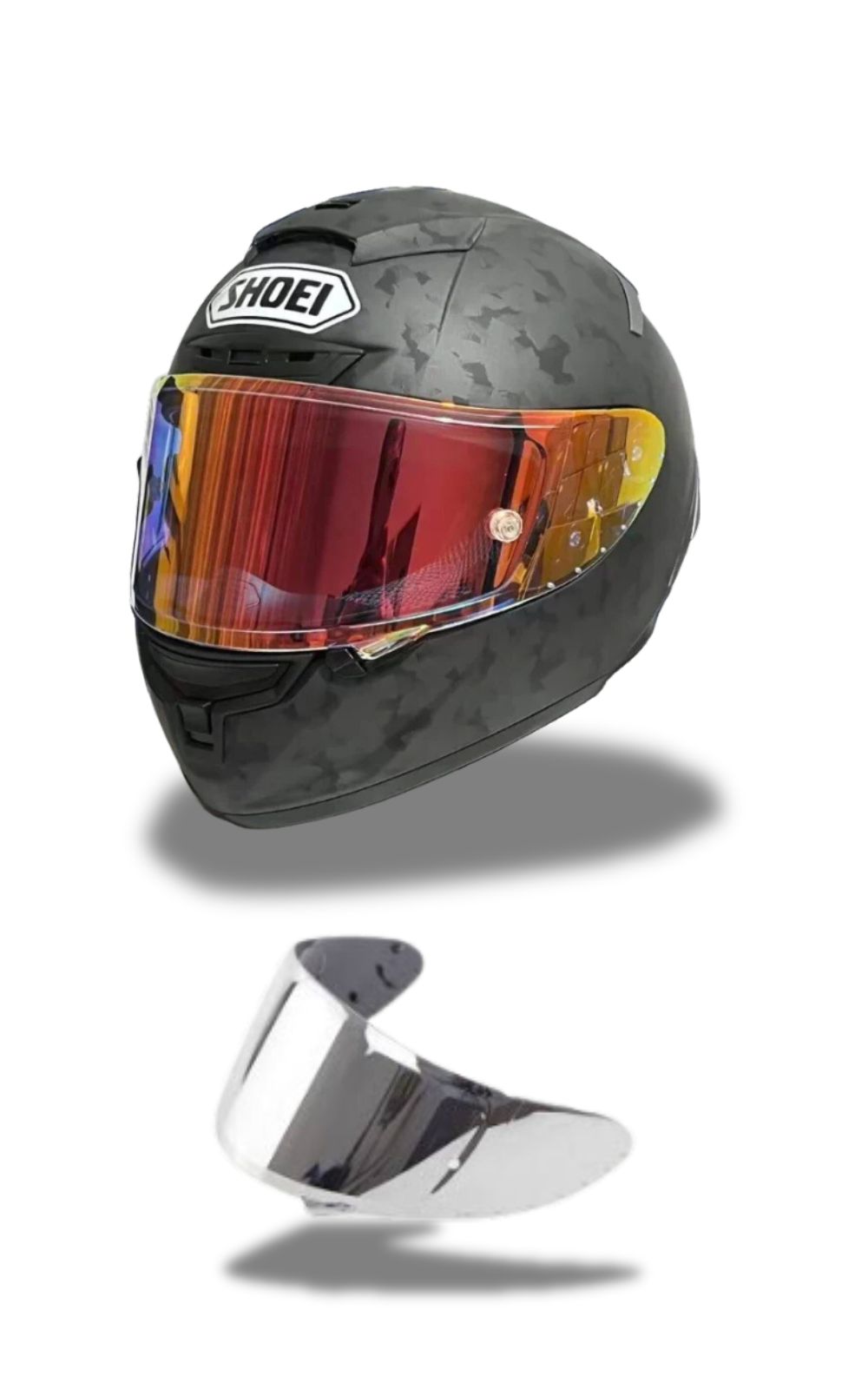 Casque de moto intégral SHOEI X-14 X-Spirit III et une visière