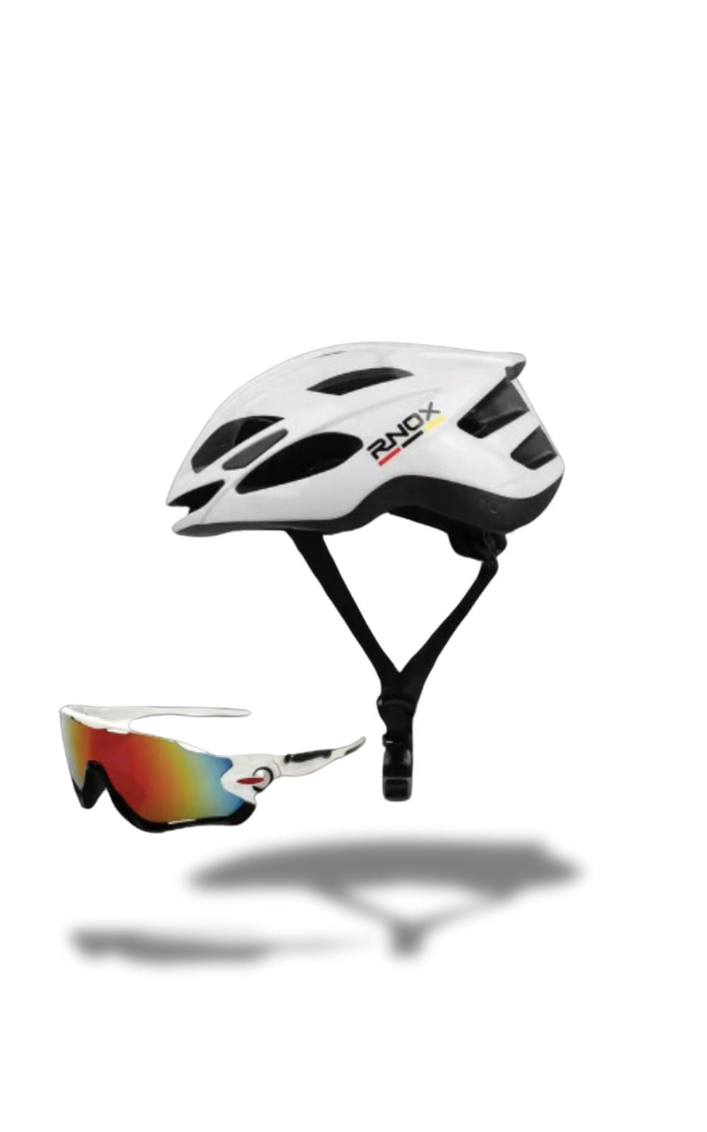 Casco de bicicleta RNOX en EPS con gafas. 